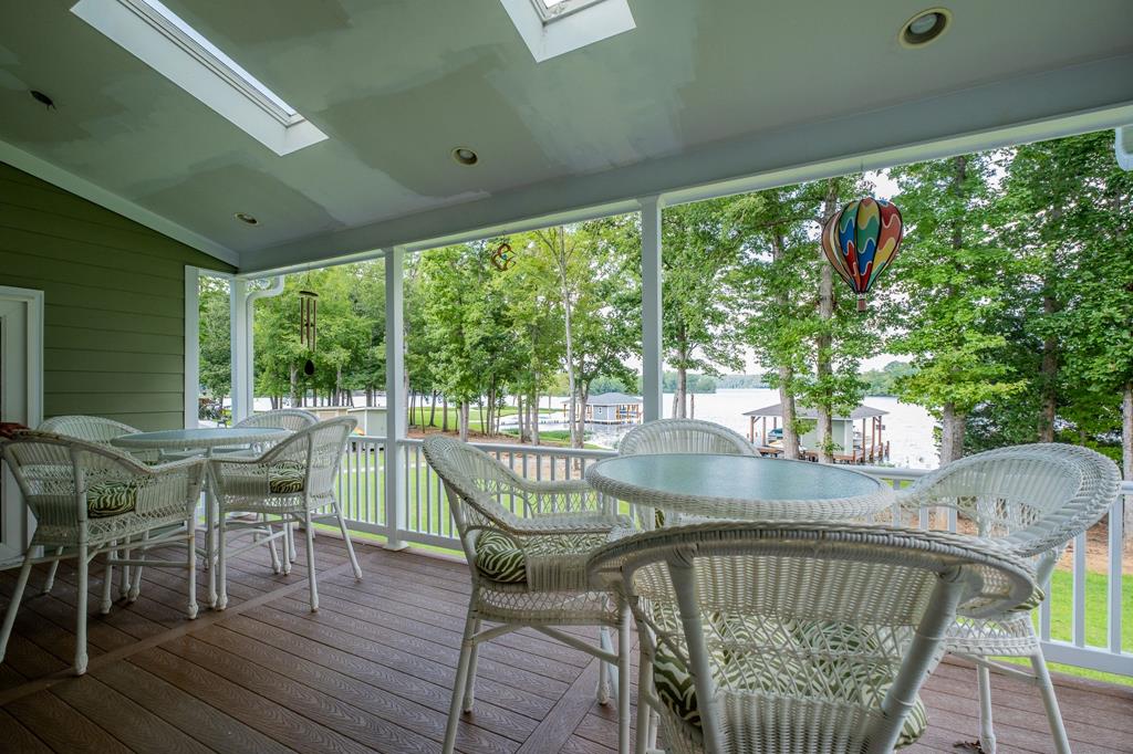 Porch has extra eating space and a heater